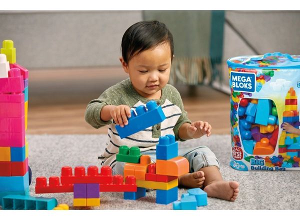 Первый конструктор Mega Bloks от 1 года, 80 деталей в мешке