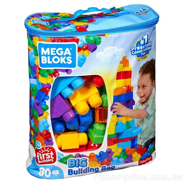 Первый конструктор Mega Bloks от 1 года, 80 деталей в мешке